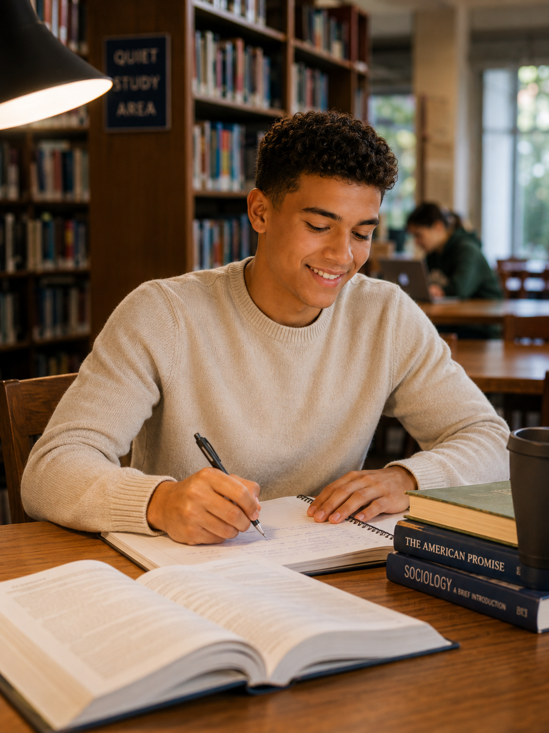 Jovem estudando com autonomia e concentra&ccedil;&atilde;o