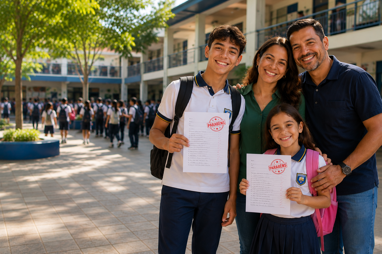 Fam&iacute;lia reunida celebrando o desenvolvimento dos jovens