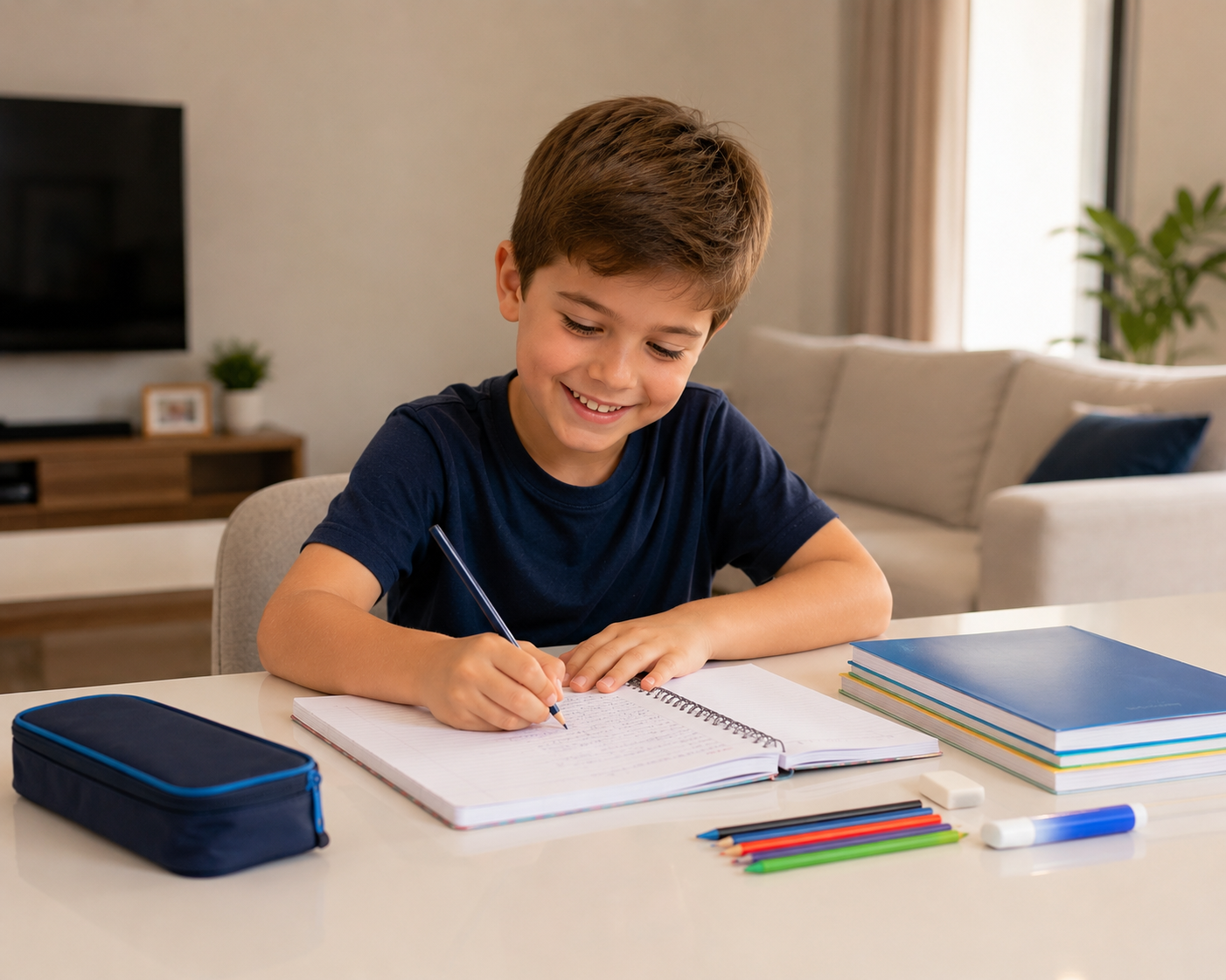 Jovem motivado em ambiente de estudo
